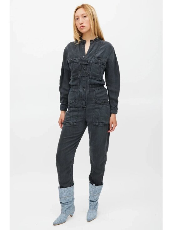Isabel Marant Pants - Isabel Marant Étoile Dark Grey Utility pants jeans Jumpsuit sz 38